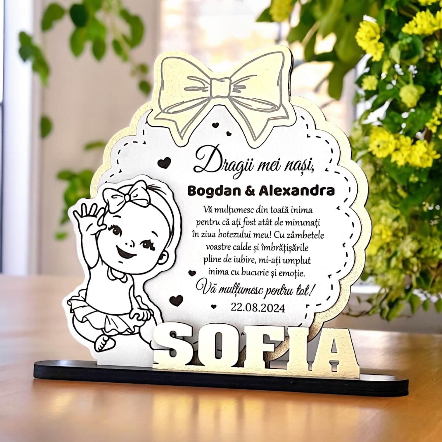 Trofeu multumire nasi botez - Fundita - Fetita